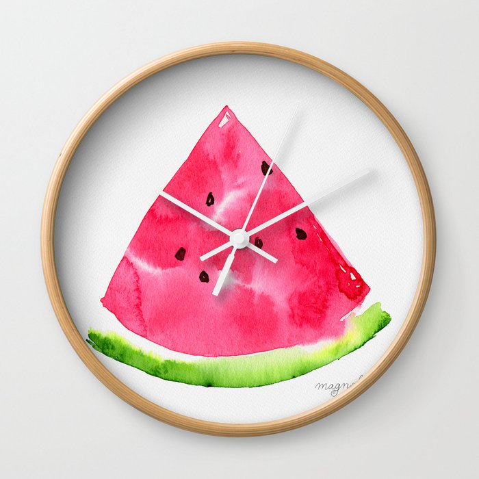Yummy watermelon - handpainted watercolor artwork  Wall Clock