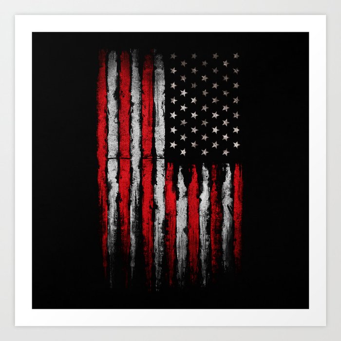 Red & white Grunge American flag Art Print