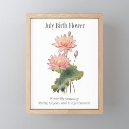 July birth month art print, Waterlily Framed Mini Art Print