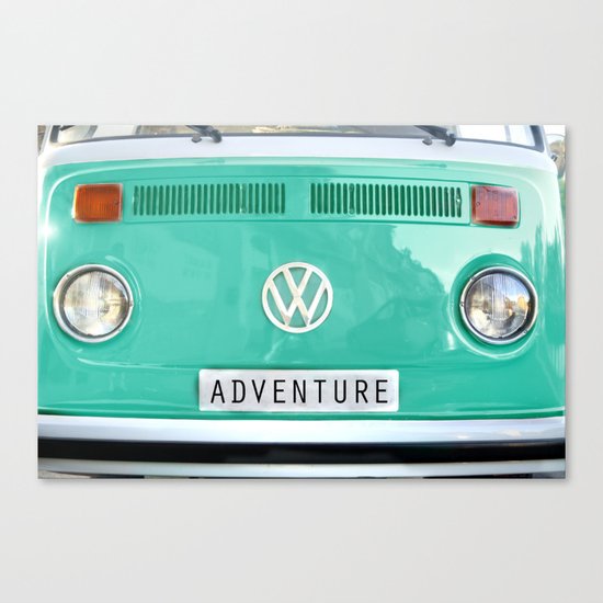 Adventure wolkswagen. Summer dreams. Green Canvas Print