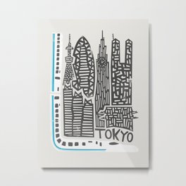Tokyo Cityscape Metal Print | Vacation, Bullet Train, Cities, Retro, Shinkansen, Architecture, City, Mid Century, Tokyo, Japan 