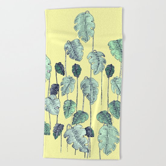palm leaves pen Beach Towel