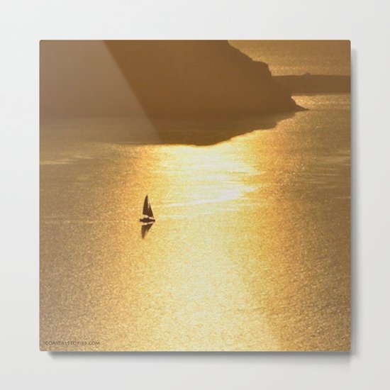 Golden Sailing on a Glittering Sea Metal Print