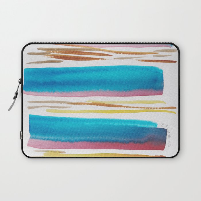10   |181026 Lines & Color Block | Watercolor Abstract | Modern Watercolor Art Laptop Sleeve
