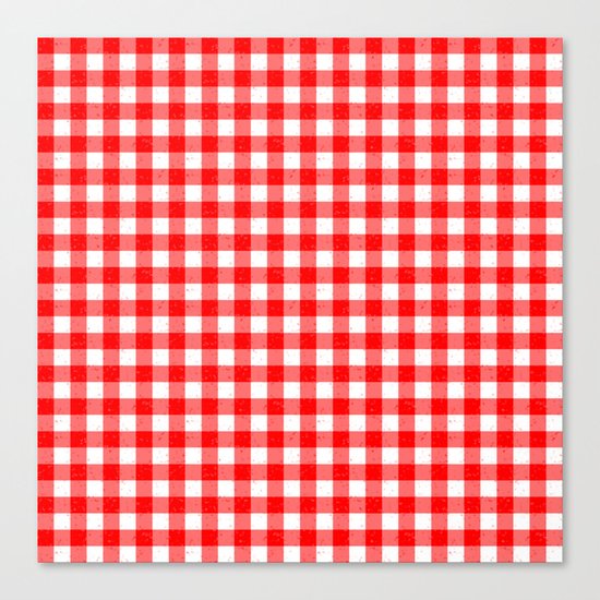 Gingham Red and White Pattern Canvas Print