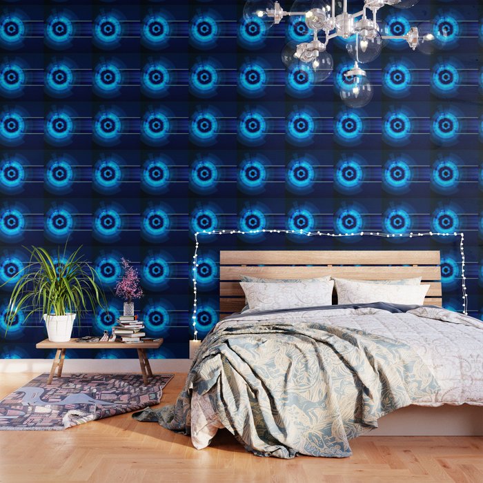 Blue Neon Light Circles Wallpaper By Nocolordesigns