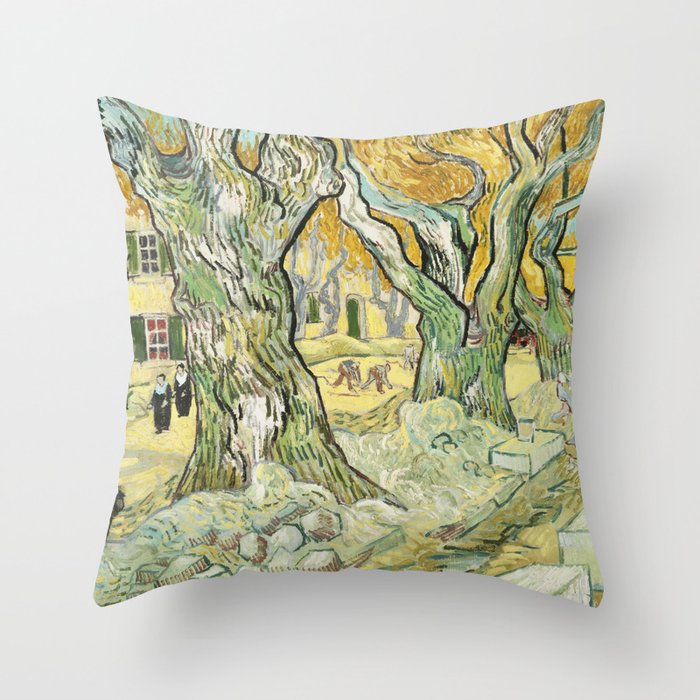 The Road Menders by Vincent van Gogh Throw Pillow