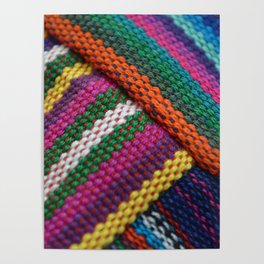Colorful ethnic fabric background pattern | South America colors Poster