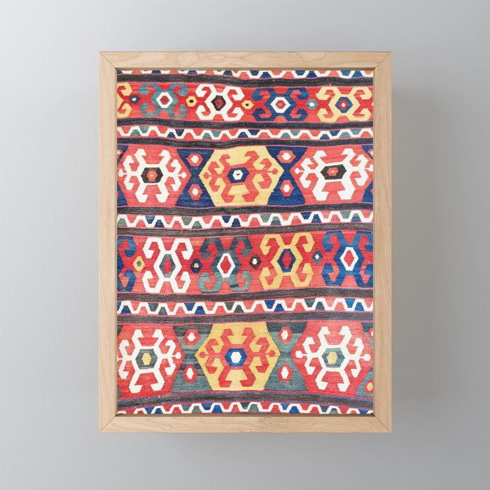 Azeri Azerbaijan South Caucasus Kilim Print Framed Mini Art Print