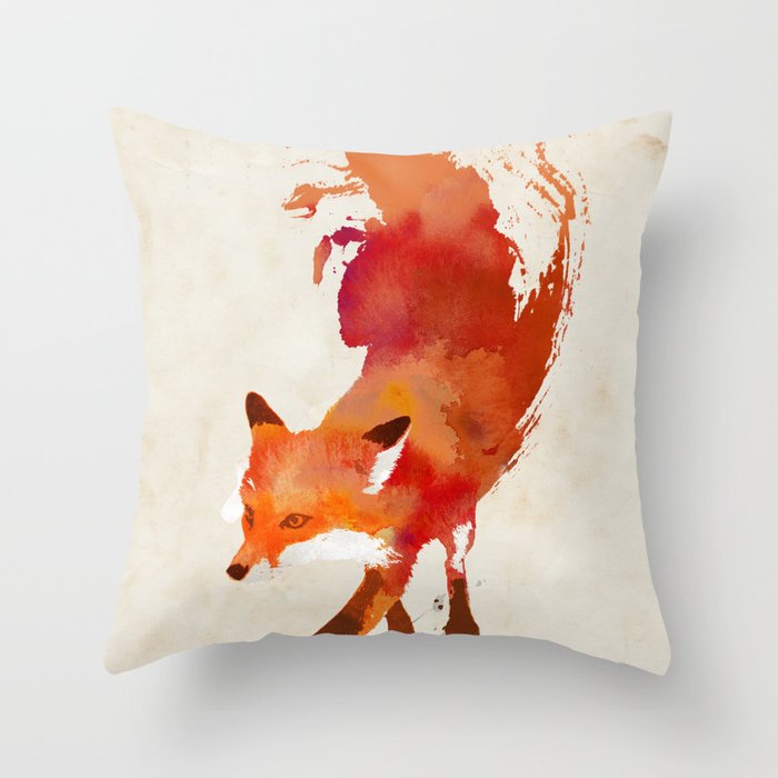 Vulpes vulpes Throw Pillow | Painting, Digital, Watercolor, Other, Animals, Nature, Graphic-design, Fox, Splatter, Red