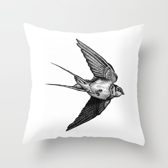 Flying Swallow Bird Throw Pillow