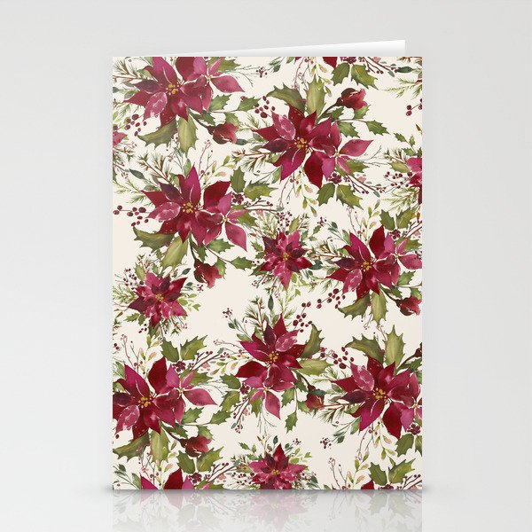 Poinsettia Pattern Stationery Cards