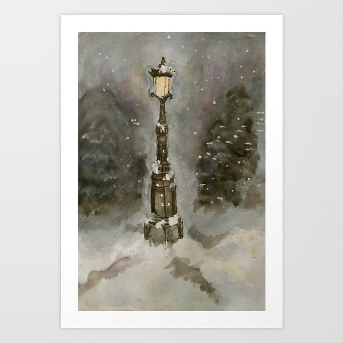 Lamp Post In Blue Art Print By Jenhallbrown