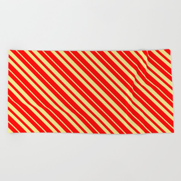 Red & Tan Colored Stripes Pattern Beach Towel