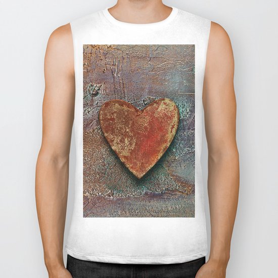 Rusty grunge love heart Biker Tank