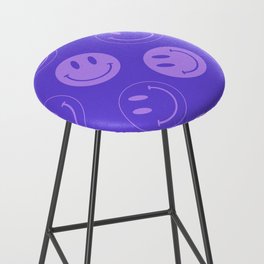 Large Very Peri Retro Smiley Face - Purple Pastel Aesthetic Bar Stool