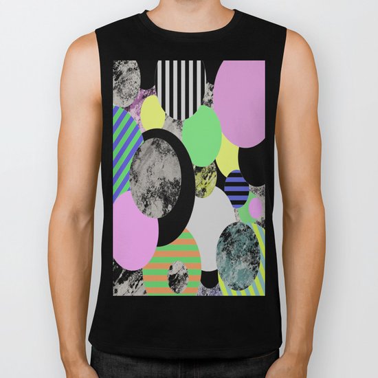 Cluttered Circles - Abstract, Geometric, Pop Art Style Biker Tank