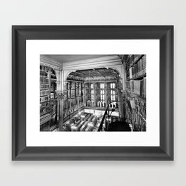 A Book Lover's Dream - Cast-iron Book Alcoves Cincinnati Library black and white photography Framed Art Print