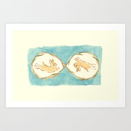 Rabbits and figure of eight  Art Print