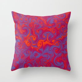 INFERNO deep coral and periwinkle abstract flames Throw Pillow