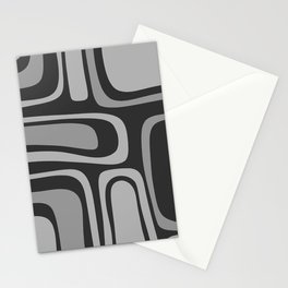 Palm Springs Retro Mid-Century Modern Abstract Pattern in Grey Stationery Card