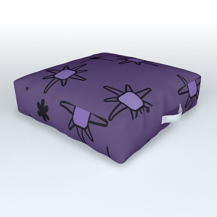 Atomic Sky Starbursts Eggplant Purple Outdoor Floor Cushion