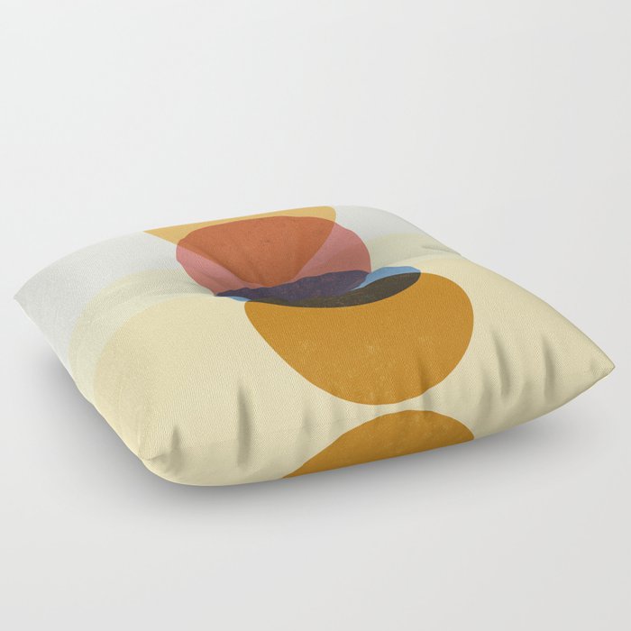 Abstraction_SUNRISE_SUNSET_CIRCLE_RISING_COLORFUL_POP_ART_0425A Floor Pillow