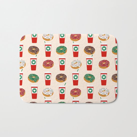 Coffee donuts foodie brunch breakfast desserts coffee lovers gifts Bath Mat