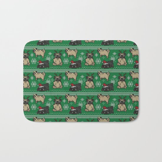 CHRISTMAS PUG Bath Mat