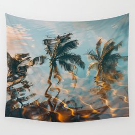 Tropical Heaven - Palm Tree Beach Reflection II Wall Tapestry