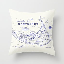 Nantucket Map Throw Pillow