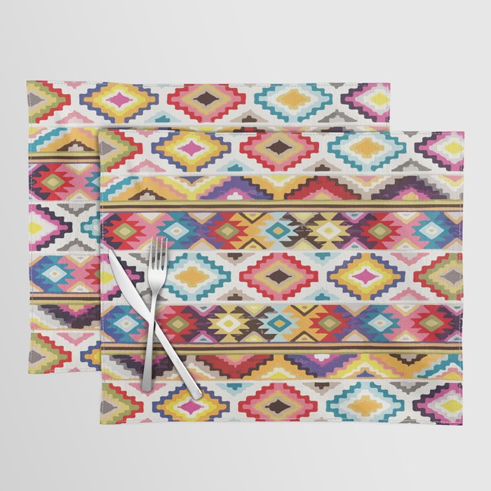 Multicolor geometric aztec pattern colorful decoration mexican clothes ethnic boho chic Placemat