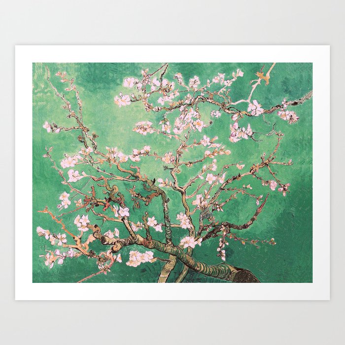 Vincent Van Gogh Almond Blossoms Sage Green Art Print