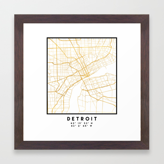 Detroit Michigan City Street Map Art Framed Art Print By Deificusart Society6