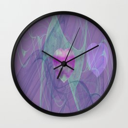 Heart Art- Abstract Art- Now or Later- Pink Heart- Purple Heart-Green-Pattern Art- Sacred Geometry Wall Clock | Other, Pattern, Digital, 3D, Love, Graphicdesign, Abstract 