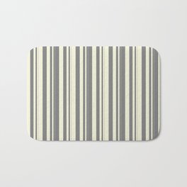 [ Thumbnail: Gray & Beige Colored Striped/Lined Pattern Bath Mat ]