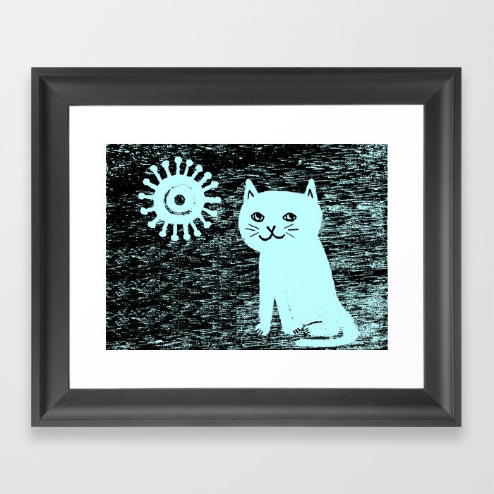 Wood grain cat Framed Art Print