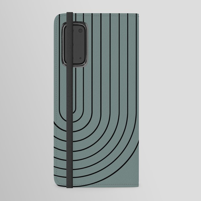 Minimal Line Curvature LXVII Neutral Teal Mid Century Modern Arch Abstract Android Wallet Case