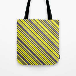 [ Thumbnail: Yellow & Dark Slate Blue Colored Lines/Stripes Pattern Tote Bag ]