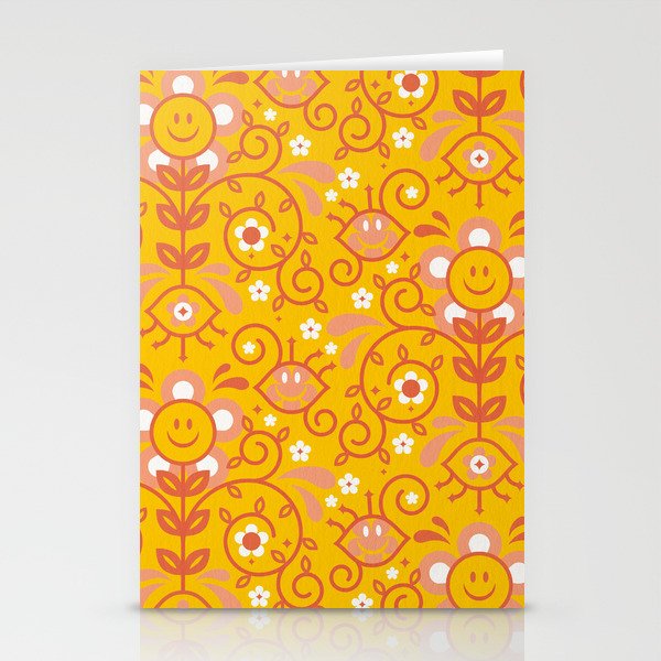 Smile Retro Pattern – Citrus Palette Stationery Cards