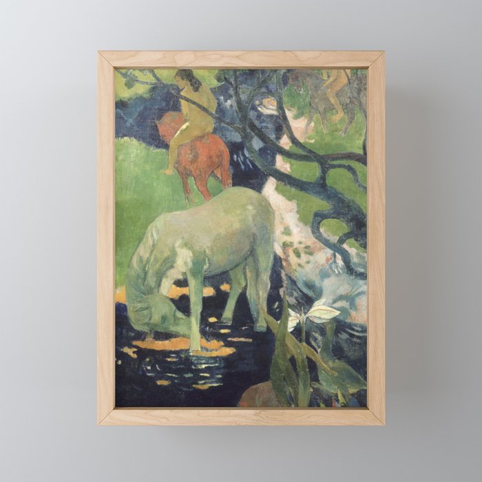 The White Horse by Paul Gauguin Framed Mini Art Print