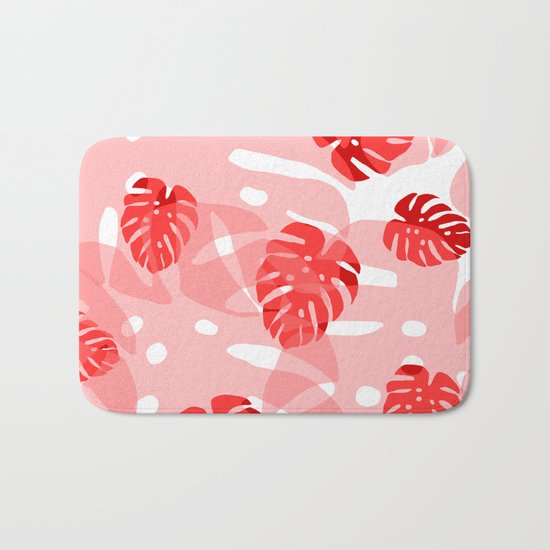 red monstera Bath Mat