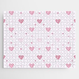 Hearts on a pink background. For Valentine's Day. Vector drawing for February 14th. SEAMLESS PATTERN WITH HEARTS. Anniversary drawing. For wallpaper, background, postcards. Jigsaw Puzzle