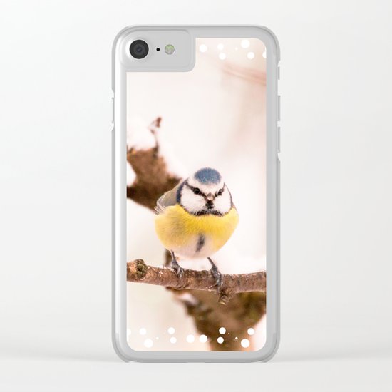 Blue tit on a branch Clear iPhone Case