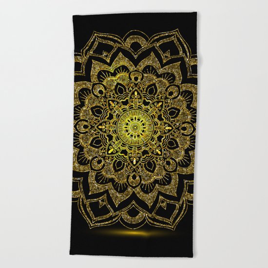 Golden Mandala Beach Towel