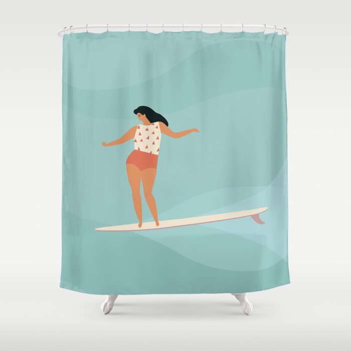 Surf girl Shower Curtain