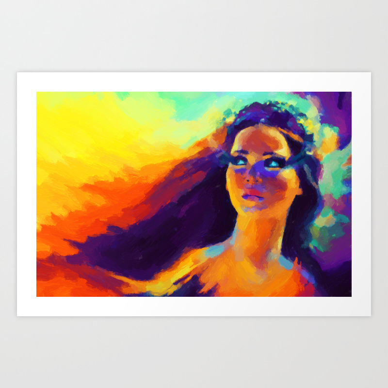 The Girl On Fire Art Print By Ecajt Society6