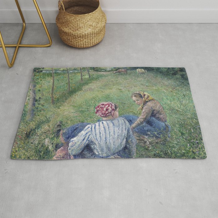 Young Peasant Girls Resting in the Fields near Pontoise Rug