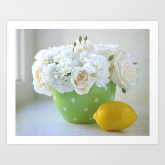Polka Dots and a Lemon Art Print