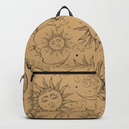 Tan Magic Celestial Sun Moon Stars Backpack